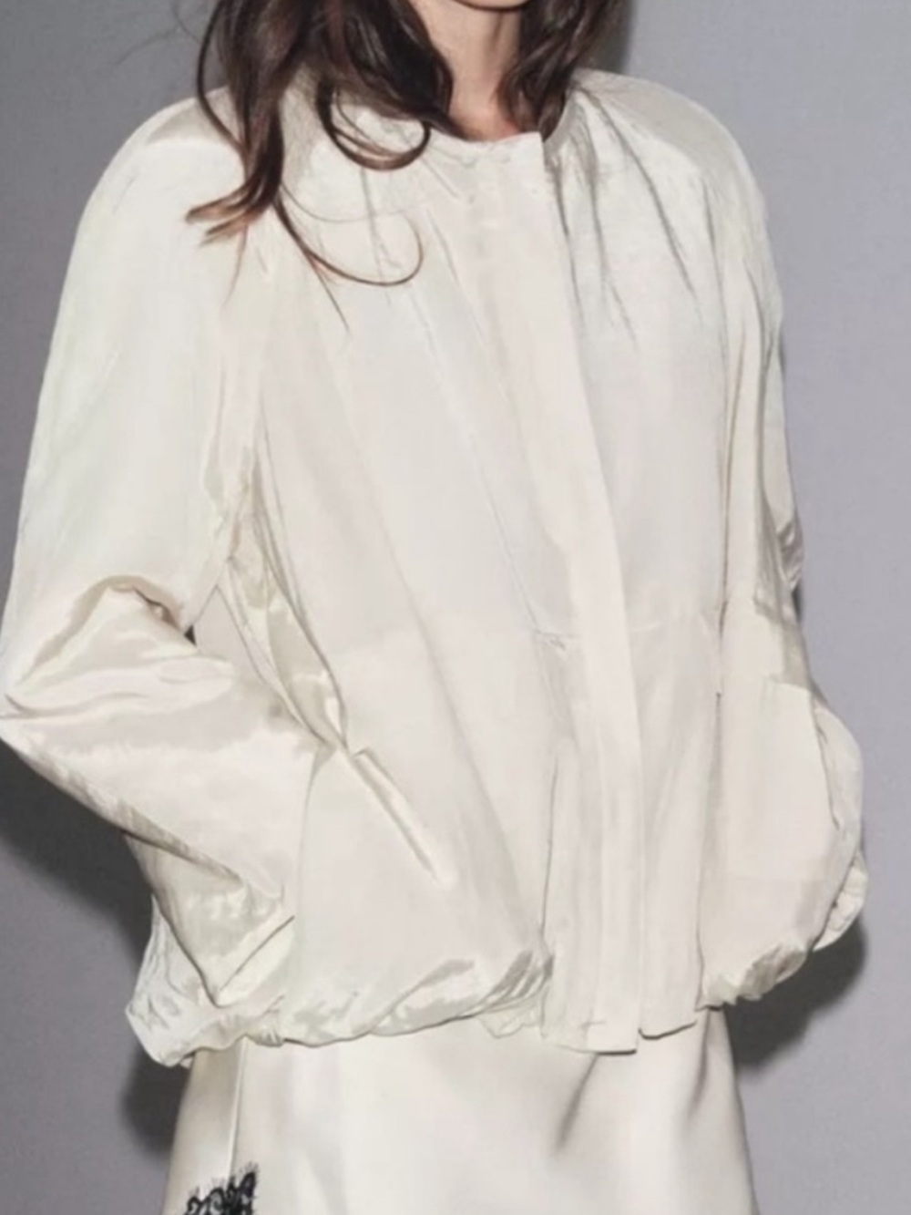 Zara oversized  lined bubble  hem bomber Jacket. Elastic Hem, pockets,.